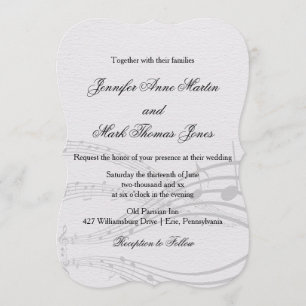Elegant Music Notes and Staff on Off-White Wedding Invitation