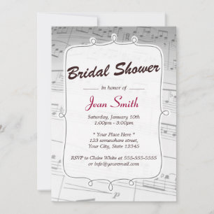 Elegant Music Notes Bridal Shower Invitation
