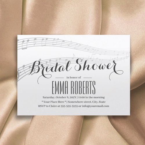 Elegant Music Notes Bridal Shower Invitations 5" X 7" Invitation Card
