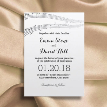 Elegant Music Notes Musical Wedding Invitation by myinvitation at Zazzle