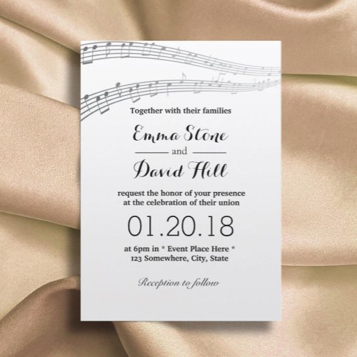 Elegant Music Notes Musical Wedding Invitation