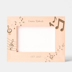 Elegant Music Notes Name Keepsake Frame Engraved Frames