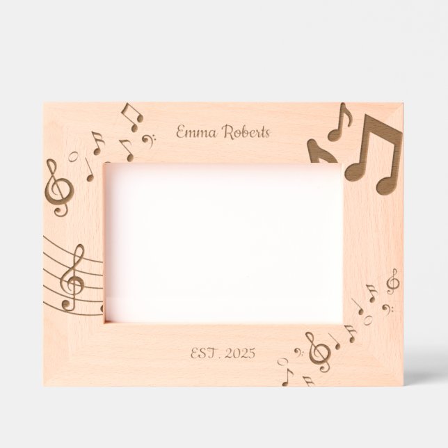 Elegant Music Notes Name Keepsake Frame Engraved Frames (Front)