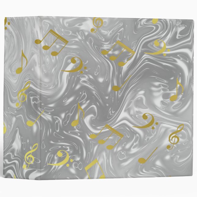 elegant music notes pattern 3 ring binder (Front/Spine)