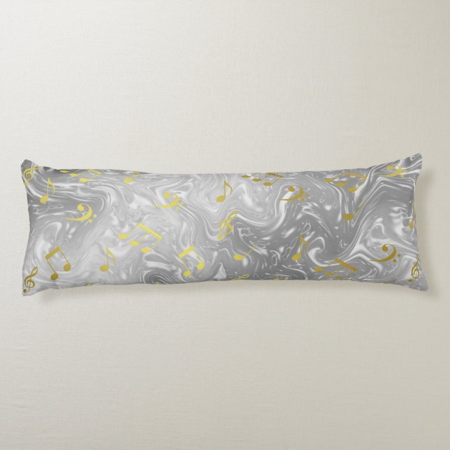 elegant music notes pattern body pillow (Back)