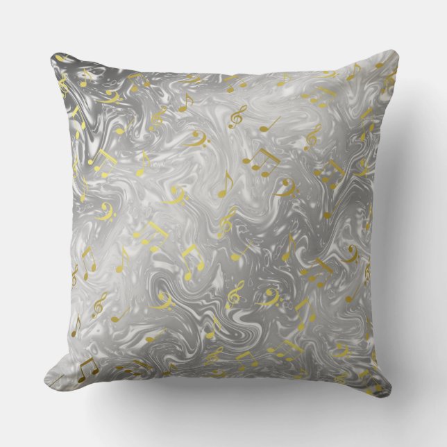 elegant music notes pattern throw pillow (Front)