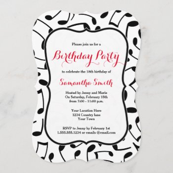 Elegant Music Notes Themed Birthday Party Invite by prettypicture at Zazzle