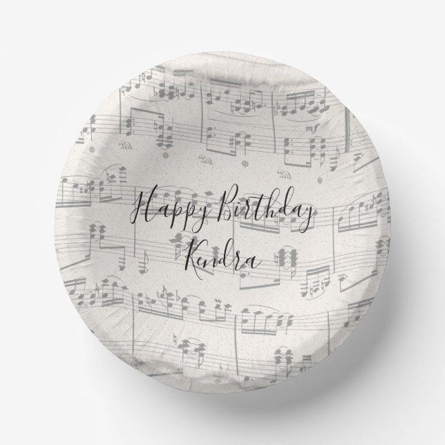 Elegant Music Notes with Script Paper Bowls (Front)