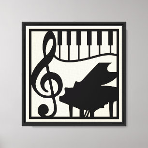 Elegant Music Piano Keyboard Clef Note Stylish Canvas Print
