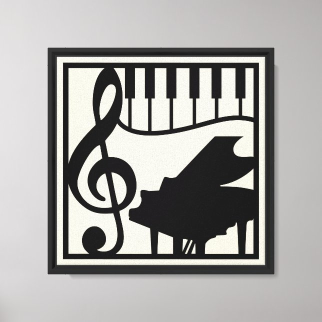 Elegant Music Piano Keyboard Clef Note Stylish Canvas Print (Front)