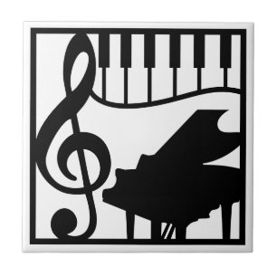 Elegant Music Piano Keyboard Clef Note Stylish Ceramic Tile