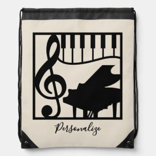 Elegant Music Piano Keyboard Clef Note Stylish Drawstring Bag