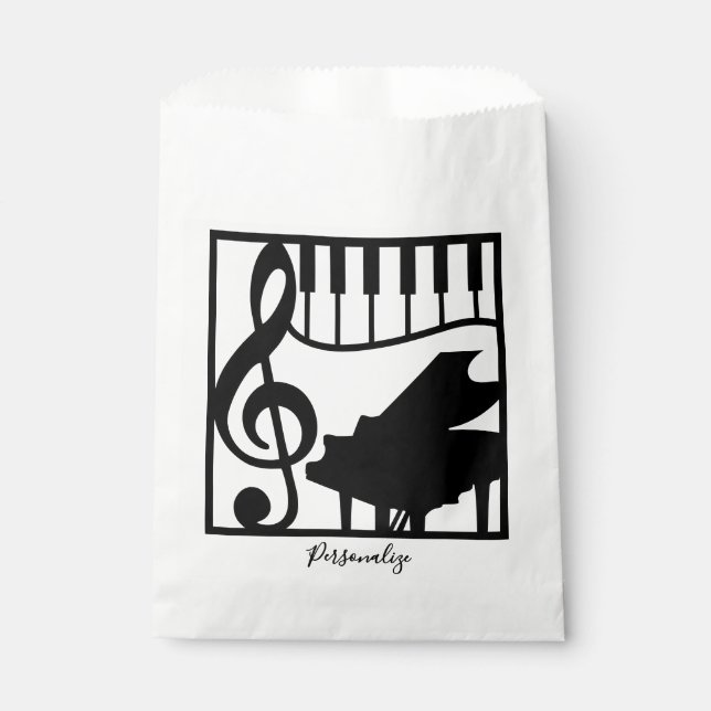 Elegant Music Piano Keyboard Clef Note Stylish Favor Bag (Front)