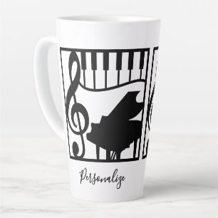 Elegant Music Piano Keyboard Clef Note Stylish Latte Mug