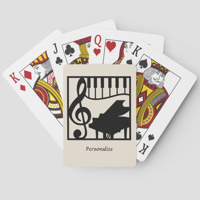 Elegant Music Piano Keyboard Clef Note Stylish Poker Cards (Back)
