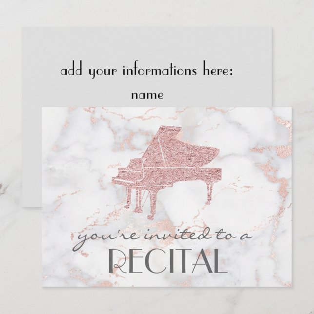 elegant music piano recital invitation (Front/Back)
