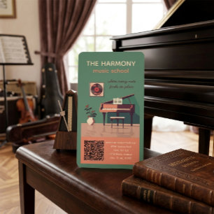 Elegant Music School Business Card with Piano