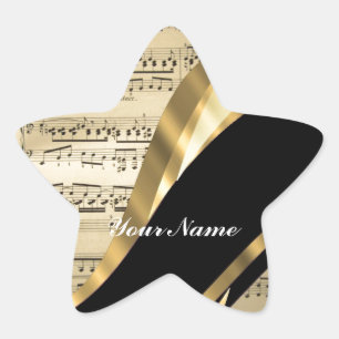 Elegant music sheet star sticker