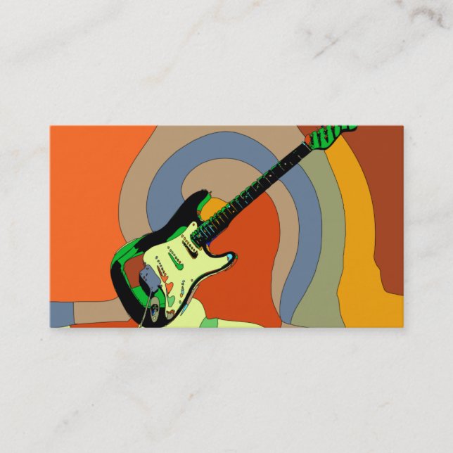 Elegant Music Teacher Guitar Musical Business Card (Front)