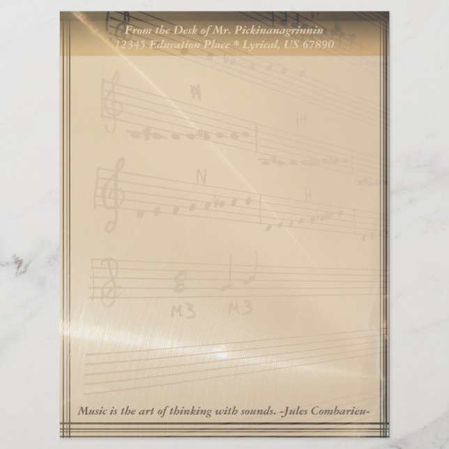 Elegant Music Teacher Haydn Quote Letterhead (Front)