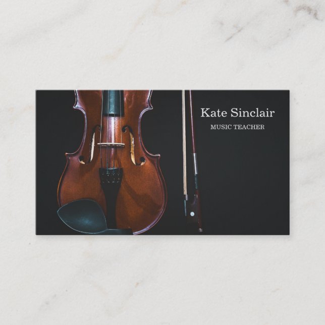 Elegant Music Teacher Keys Musical Business Card (Front)