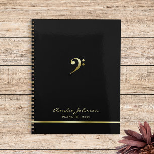Elegant Music Teacher Office Bass Clef Modern Planner