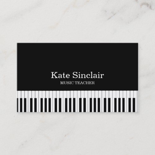 Elegant Music Teacher Piano Keys Musical Business Card