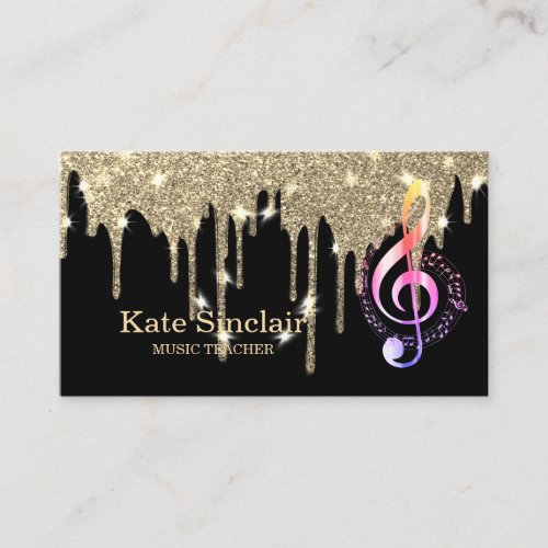 Elegant Music Teacher Piano Keys Musical Business Card