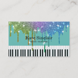 Elegant Music Teacher Piano Keys Musical Business Card