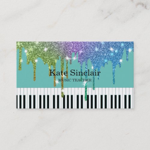 Elegant Music Teacher Piano Keys Musical Business Card