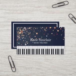 Elegant Music Teacher Piano Keys Musical Business Card