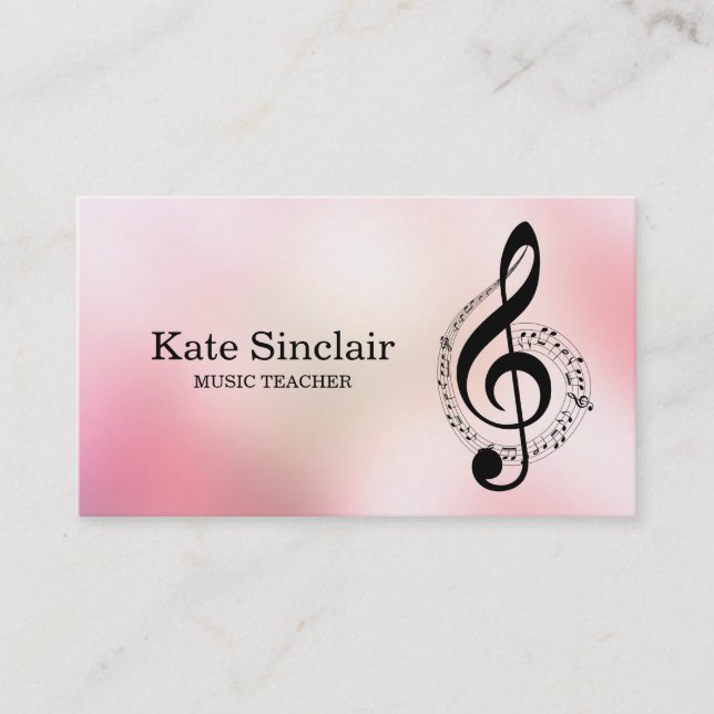 Elegant Music Teacher Piano Keys Musical Business Card (Front)