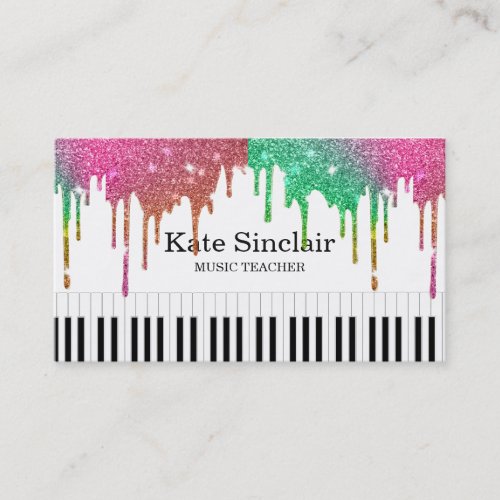 Elegant Music Teacher Piano Keys Musical Business Card