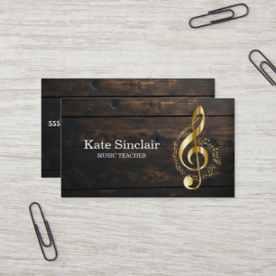 Elegant Music Teacher Piano Keys Musical wooden Business Card