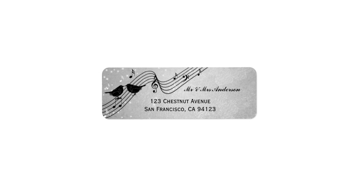 Elegant Music Theme Wedding Return Address Label Zazzle