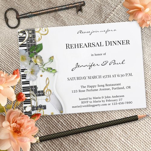 Elegant Music Themed Rehearsal Dinner Invitation