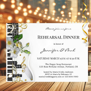 Elegant Music Themed Rehearsal Dinner Invitation