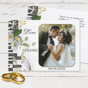 Elegant Music Themed Wedding Photo Thank You Card