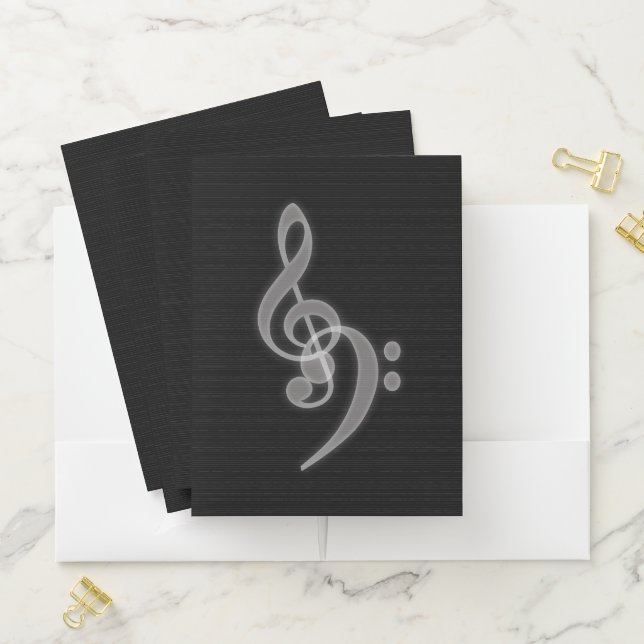 Elegant Music Treble and Bass Clef Pocket Folder (In Situ)