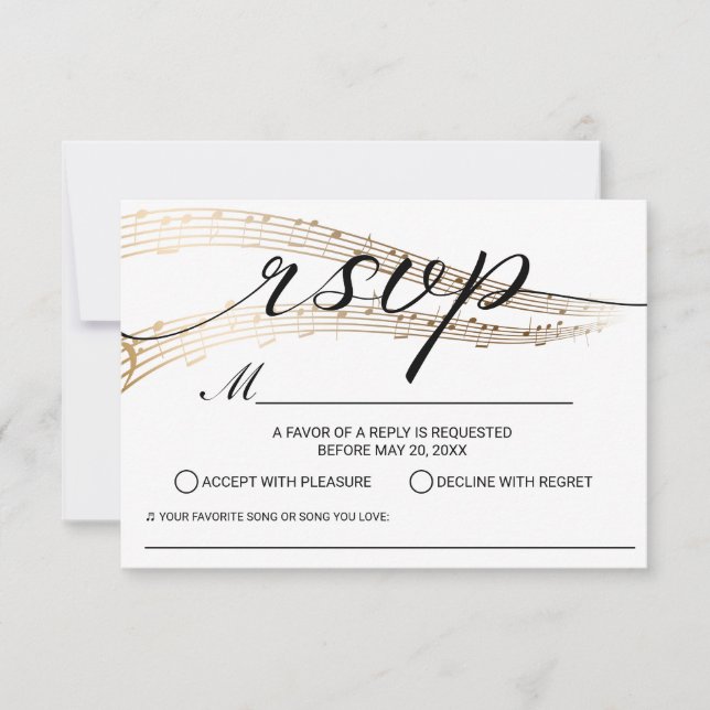 Elegant Music Wedding Song Request RSVP (Front)