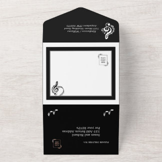Elegant Music Wedding Theme  All In One Invitation