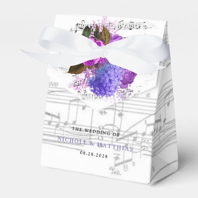 Elegant Musical Floral Wedding Favor Boxes (Front Side)