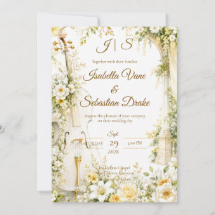 Elegant Musical Garden Wedding  Invitation