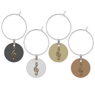 Elegant Musical Gold Silver Clef Symbol Music Wine Charm