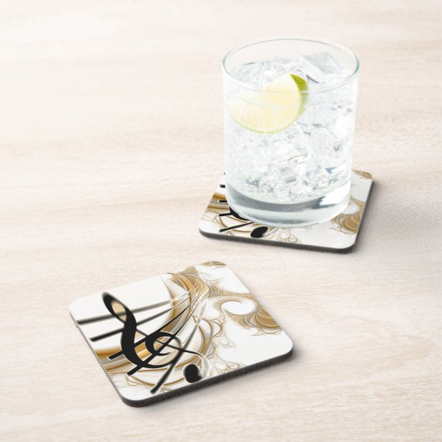 Elegant Musical Note Beverage Coaster (Right Side)