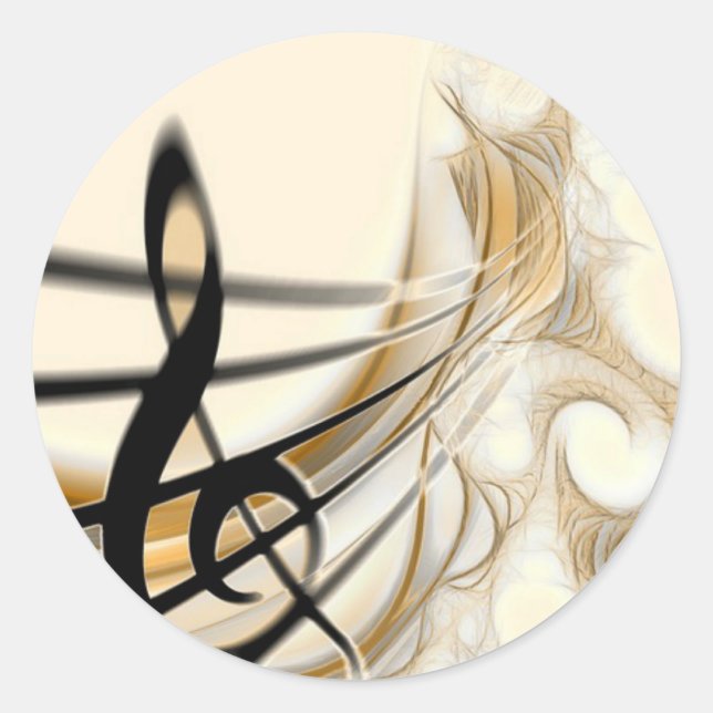 Elegant Musical Note Classic Round Sticker (Front)
