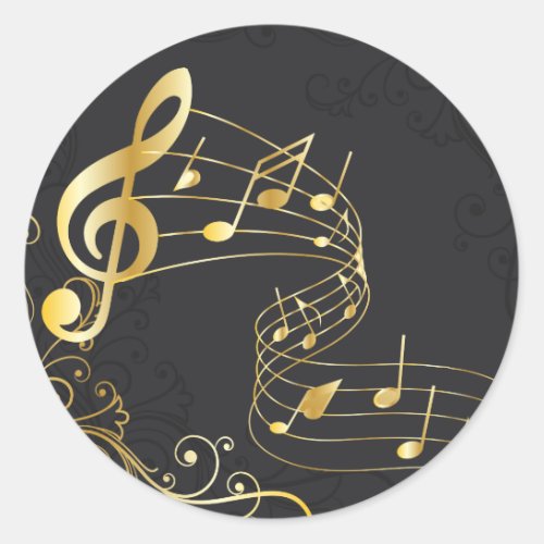 Elegant Musical Note Luxury design Classic Round Sticker