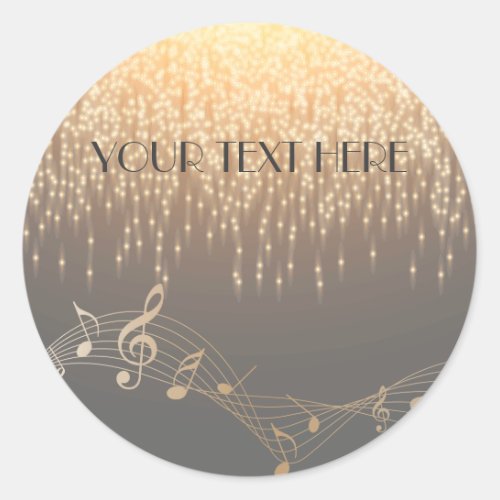 Elegant Musical Note sparkle confetti design Classic Round Sticker