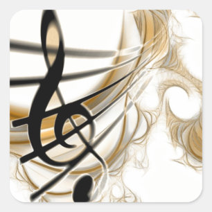 Elegant Musical Note Square Sticker