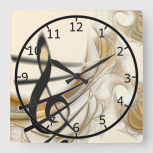 Elegant Musical Note Square Wall Clock